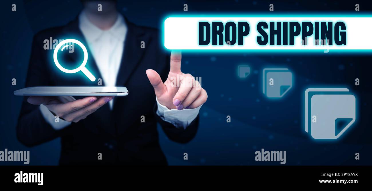 Livraison de l'affiche manuscrite. Concept d'affaires pour envoyer des marchandises d'un fabricant directement à un client plutôt qu'au détaillant Banque D'Images