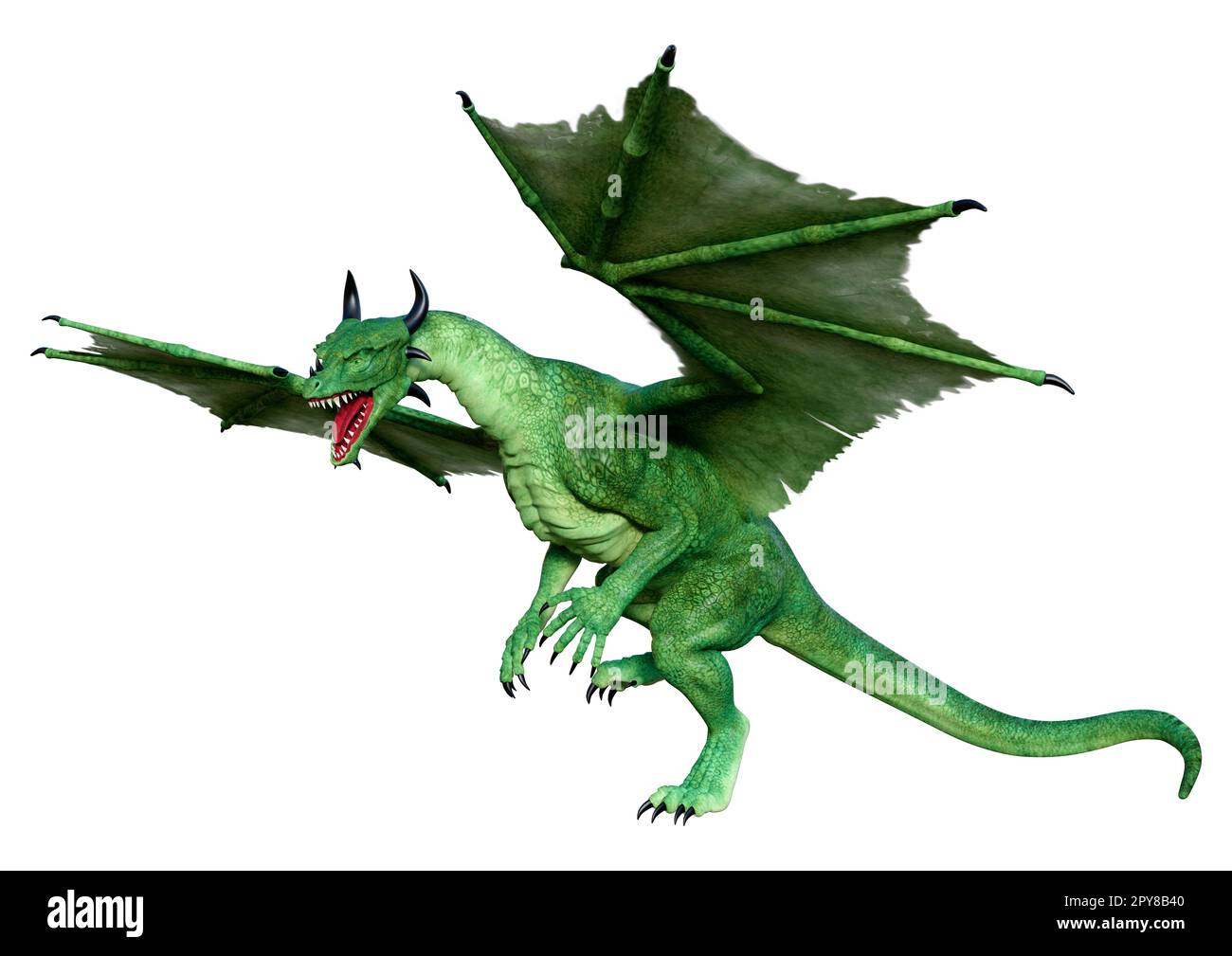 Le rendu 3D d'un dragon fantasy isolé sur fond blanc Banque D'Images