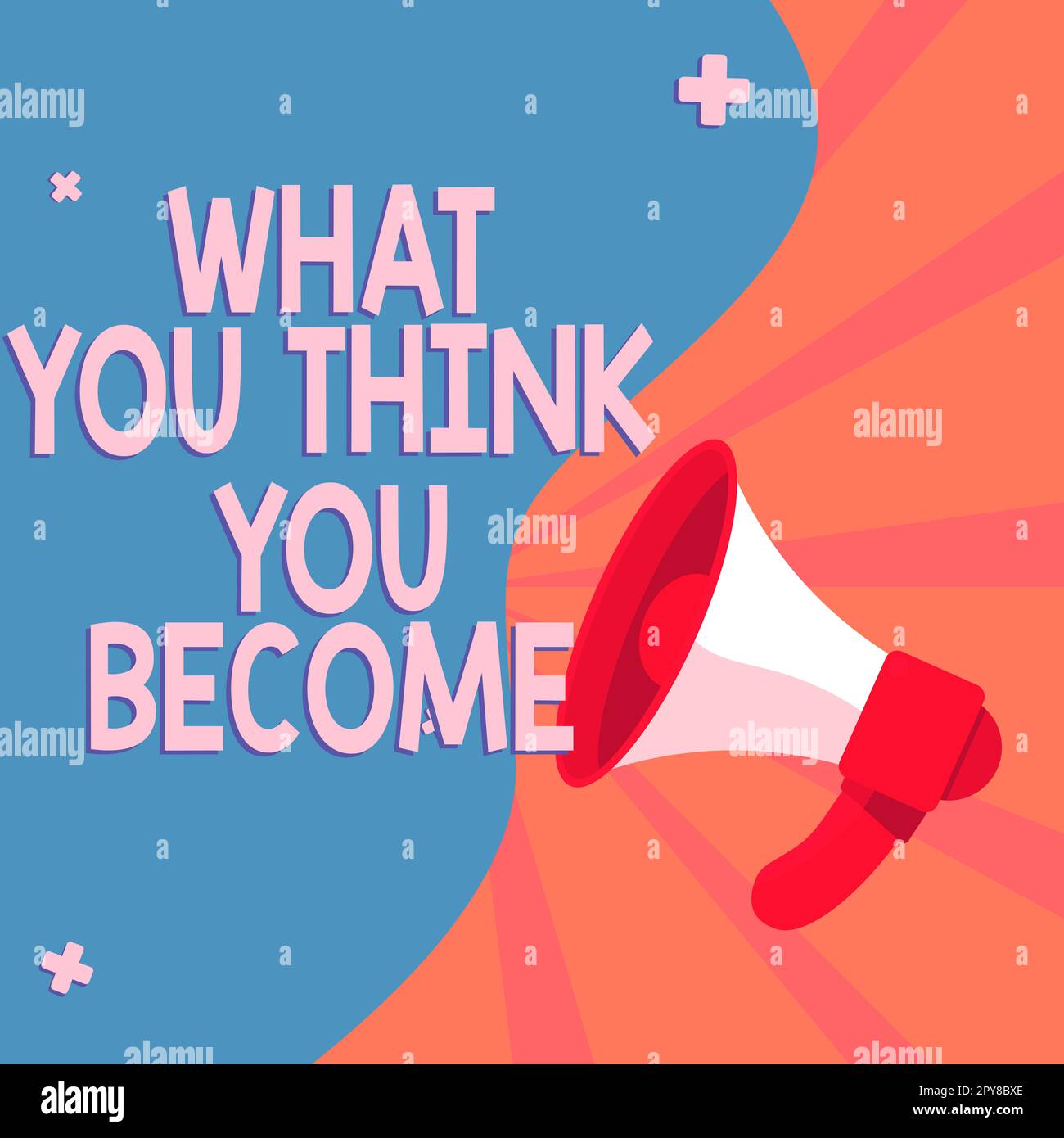 Texte d'écriture ce que vous pensez devenir. Vitrine d'affaires être réussi et positif dans la vie exigent de bonnes pensées Banque D'Images