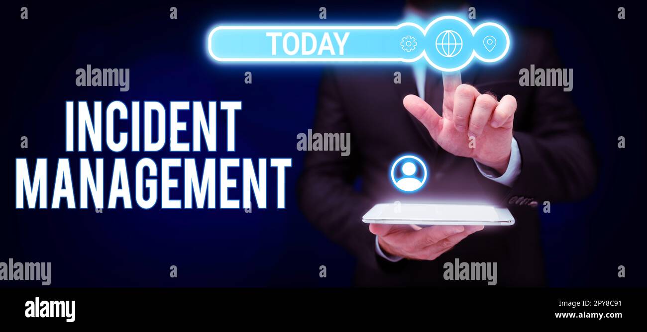 Affichage conceptuel gestion des incidents. Mot pour le processus de retour du Service à Normal dangers corrects Banque D'Images