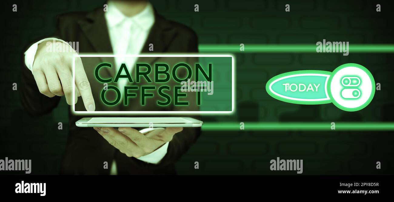 Texte indiquant le décalage carbone de l'inspiration. Photo conceptuelle réduction des émissions de dioxyde de carbone ou d'autres gaz Banque D'Images