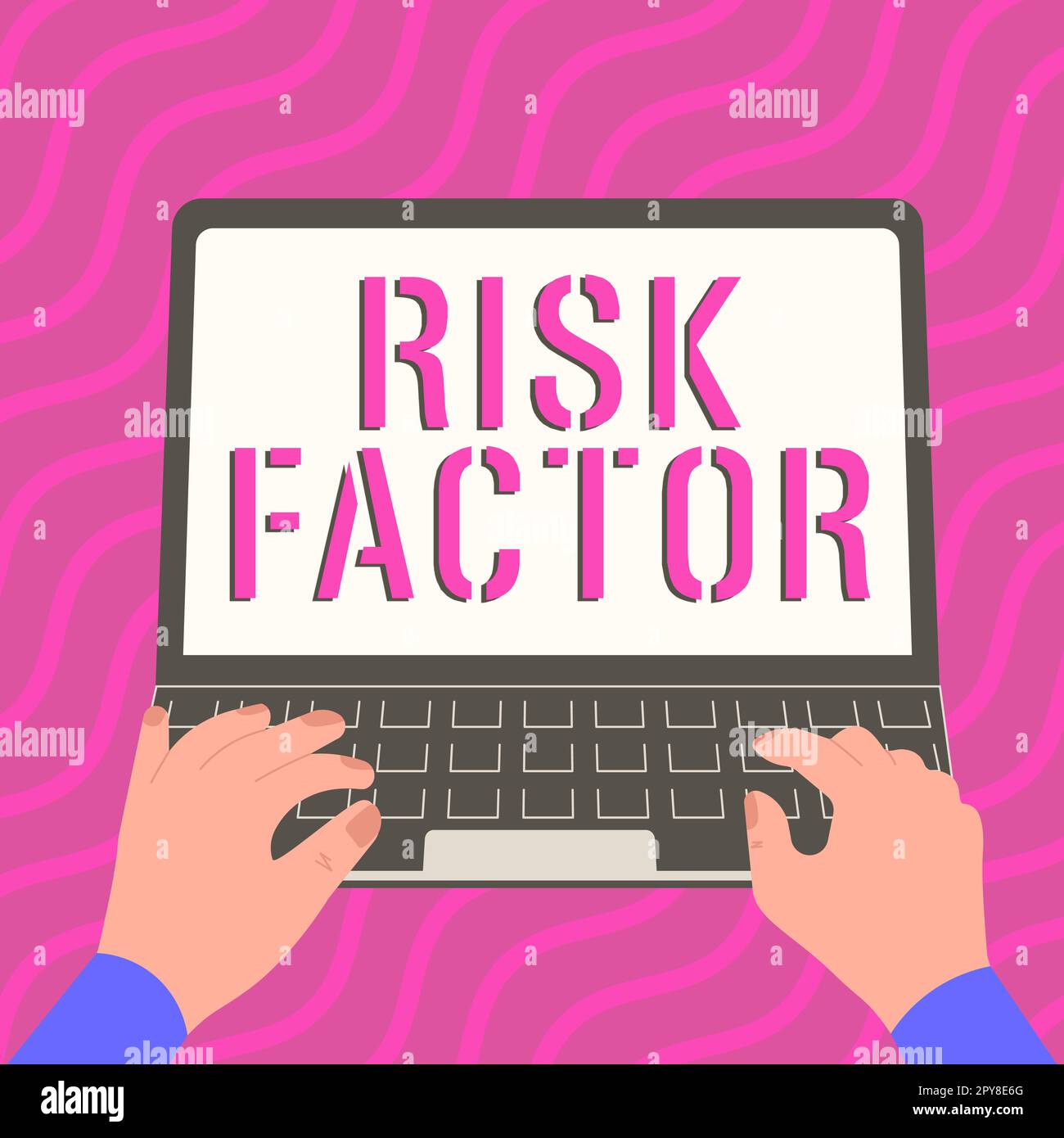 Facteur de risque du texte d'écriture manuscrite. Mot pour quelque chose qui augmente la chance d'une personne de développer une maladie Banque D'Images