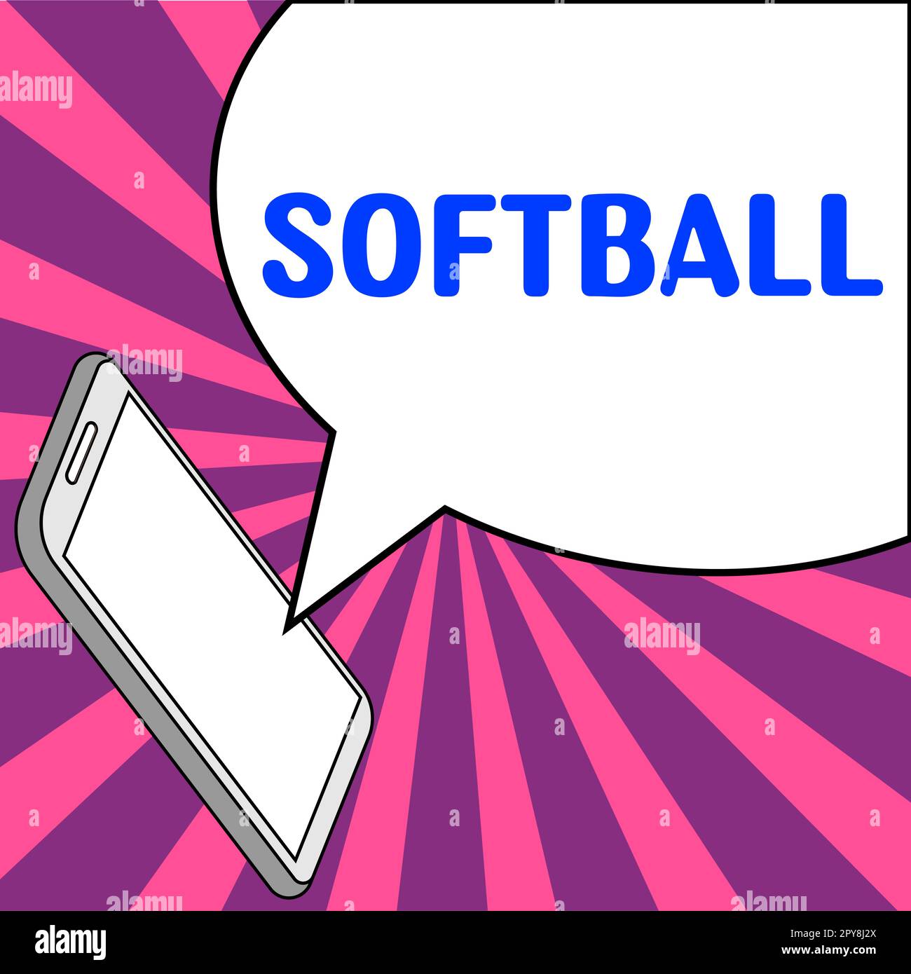 Softball d'affichage conceptuel. Concept d'affaires un sport semblable au baseball joué avec une balle et une batte Banque D'Images