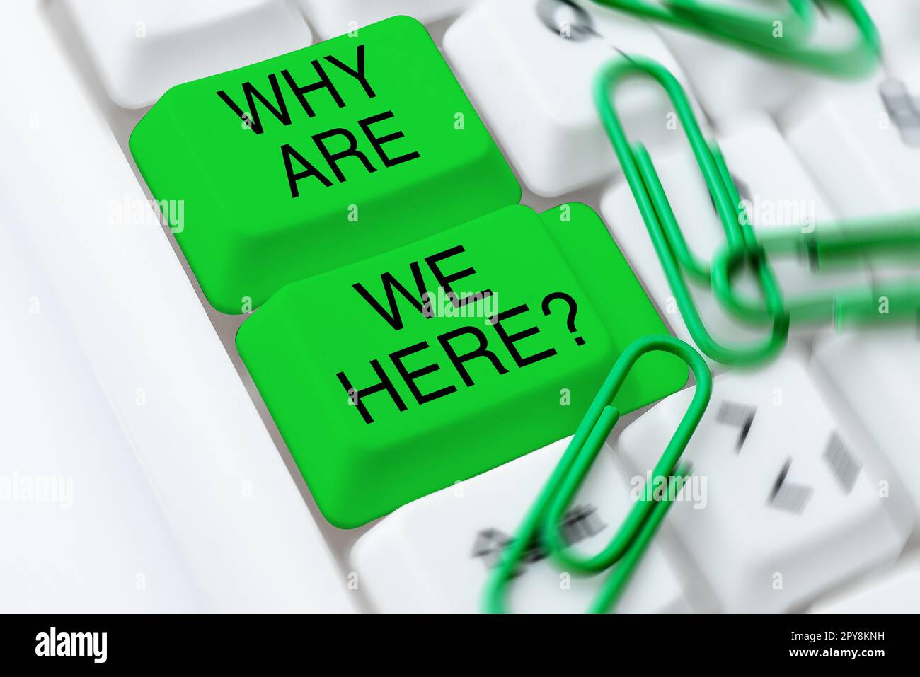 Légende conceptuelle Pourquoi sommes-nous ici. Les raisons d'être quelque part un but d'explication Banque D'Images