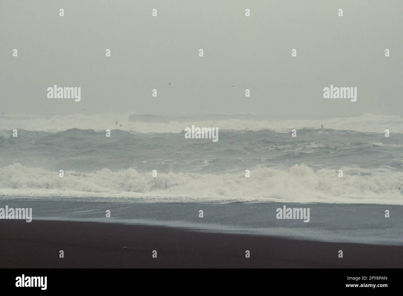 Énormes vagues de mer à la tempête paysage photo Banque D'Images