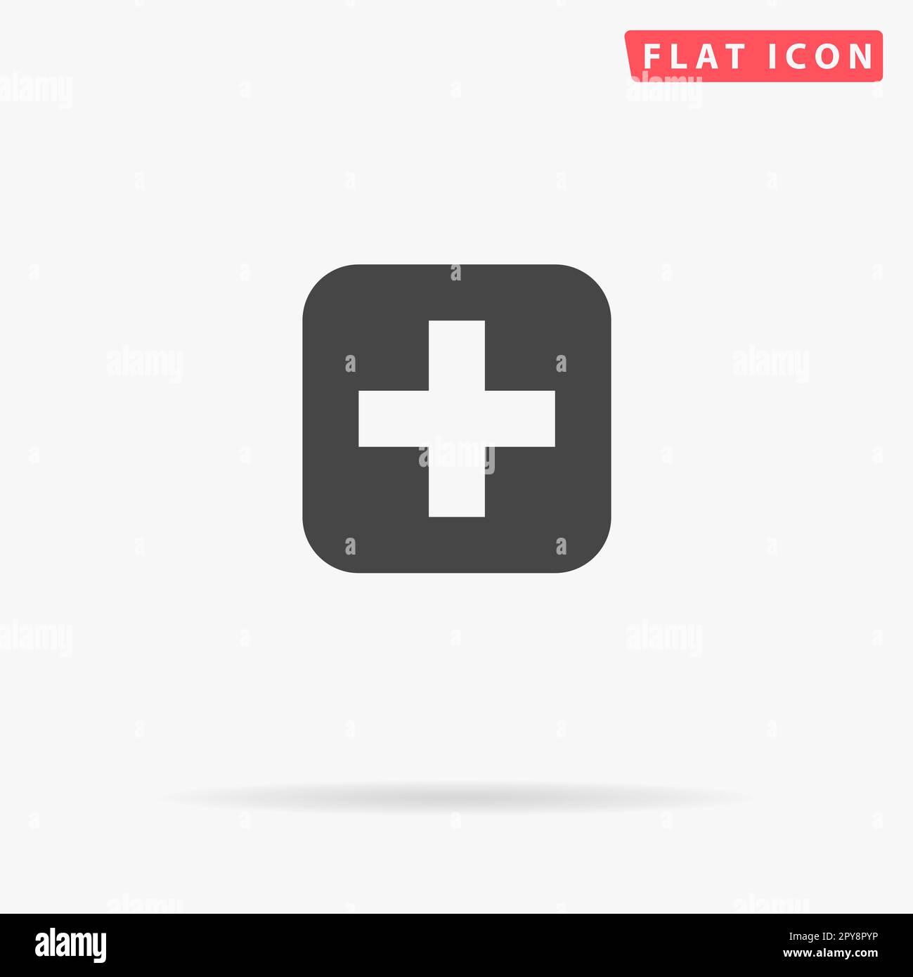 Médecine. Symbole noir plat simple avec ombre sur fond blanc. Pictogramme d'illustration vectorielle Banque D'Images