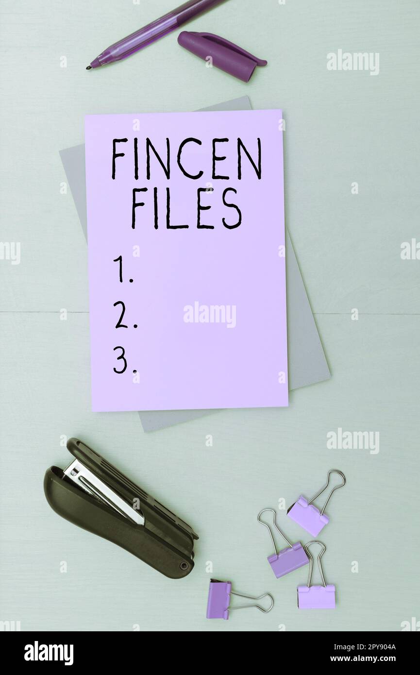 Symbole de texte indiquant les fichiers FinCEN. Concept Internet transactions d'actifs et de passifs financiers Banque D'Images