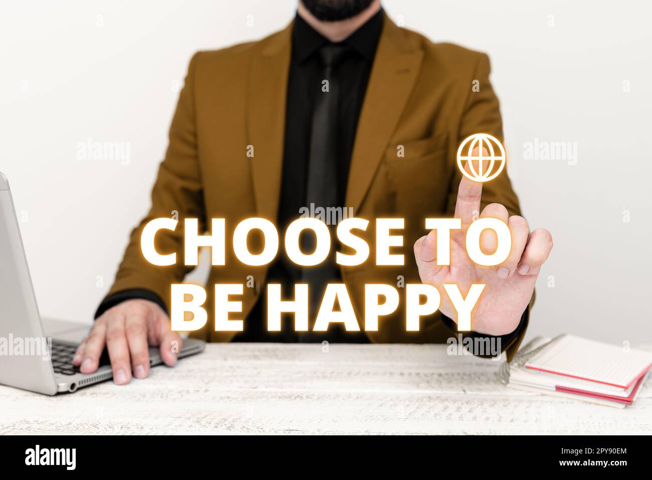 Affiche le texte « choisir pour être heureux ». Internet concept décider d'être dans une bonne humeur smiley gai heureux apprécier Banque D'Images