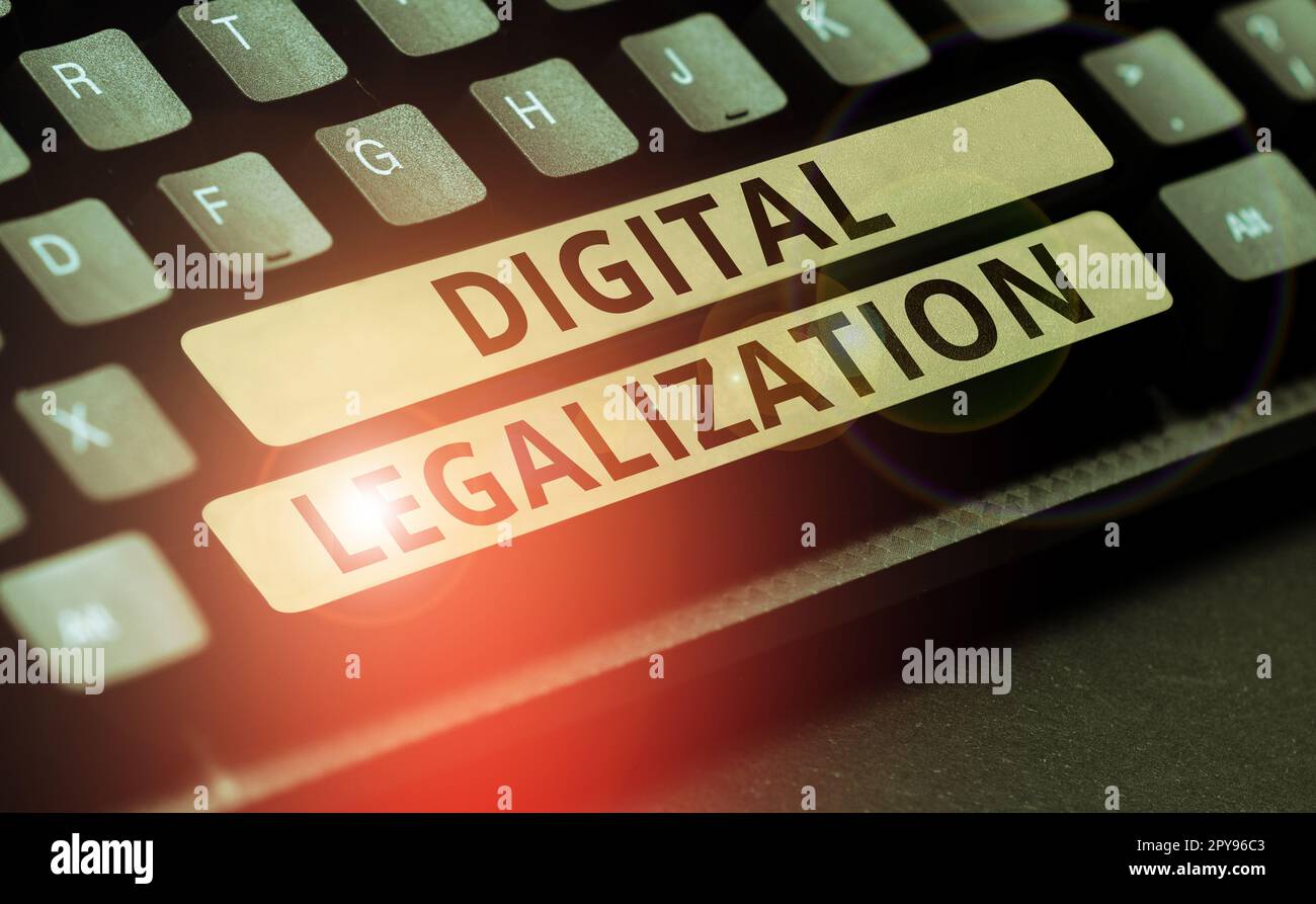 Affiche légalisation numérique. Mot pour accompagné par la technologie ou par la pratique pédagogique Banque D'Images