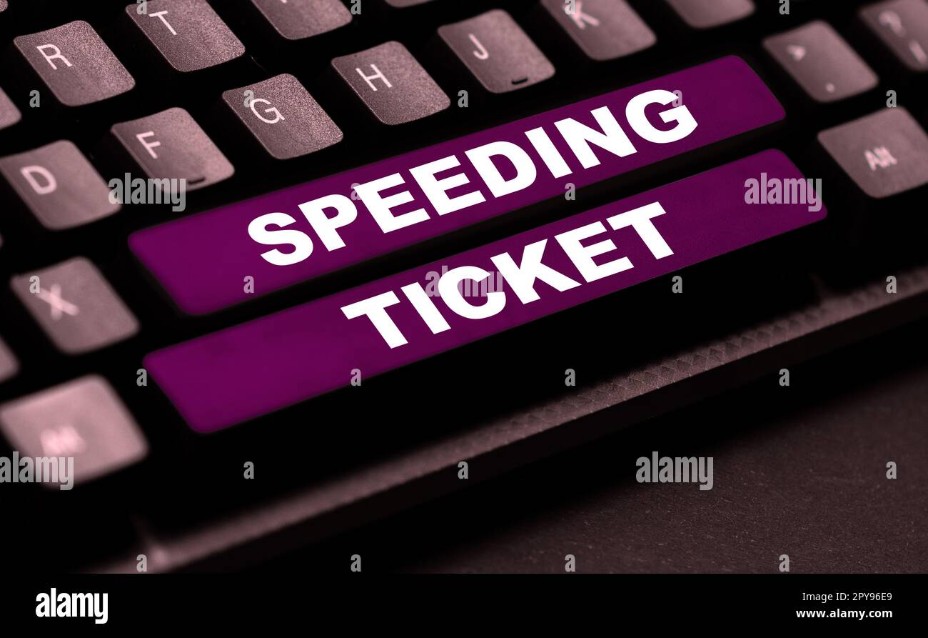 Affiche textuelle indiquant le ticket d'excès de vitesse. Concept signifiant test psychologique pour la vitesse maximale d'exécution d'une tâche Banque D'Images