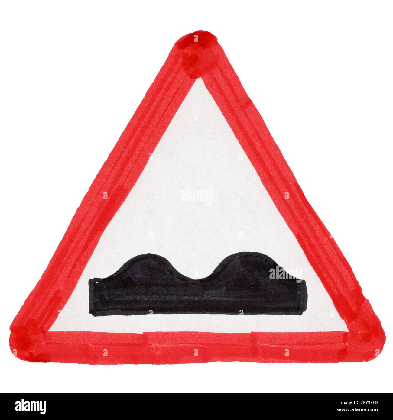 illustration du panneau de signalisation routière inégale isolée sur blanc Banque D'Images