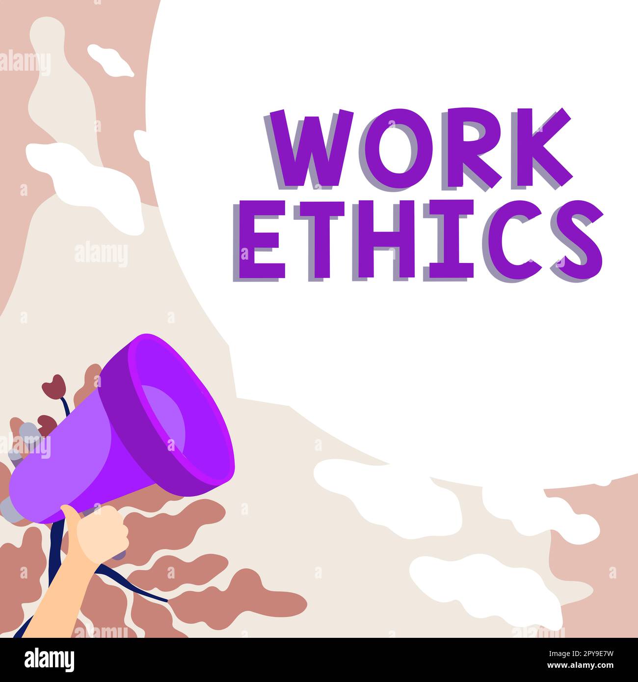 Affiche présentant l'éthique professionnelle. Mot pour Un ensemble de valeurs centrées sur l'importance de faire du travail Banque D'Images