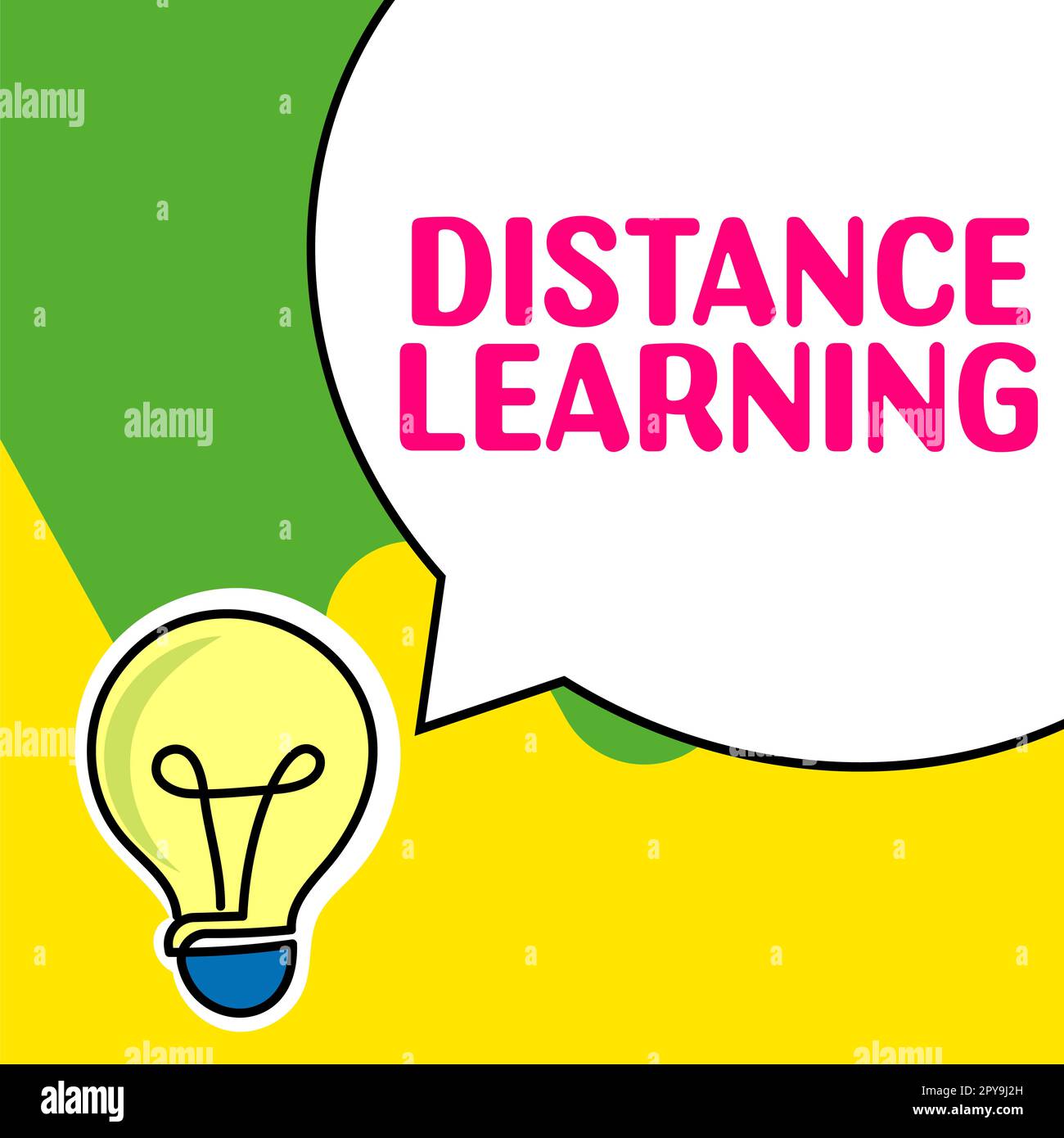 Affiche textuelle indiquant l'apprentissage à distance. Mot pour les conférences éducatives diffusées à distance sur Internet Banque D'Images