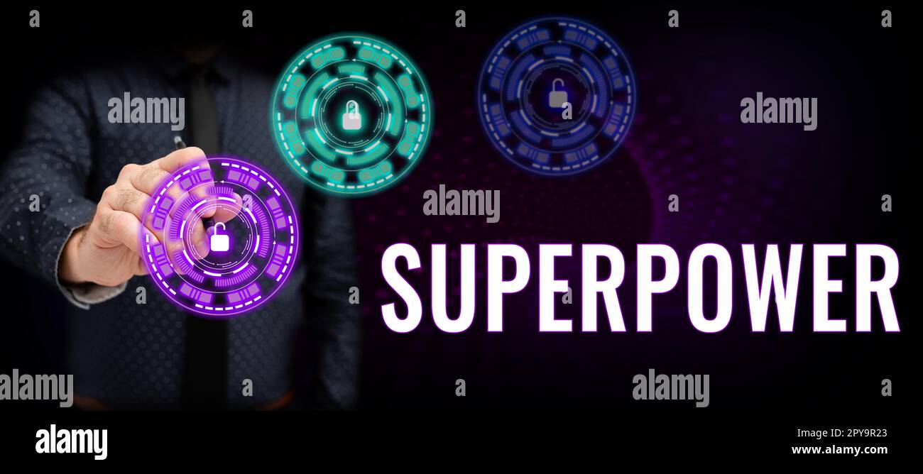 Signe affichant la superpuissance, concept une puissance ou une capacité d