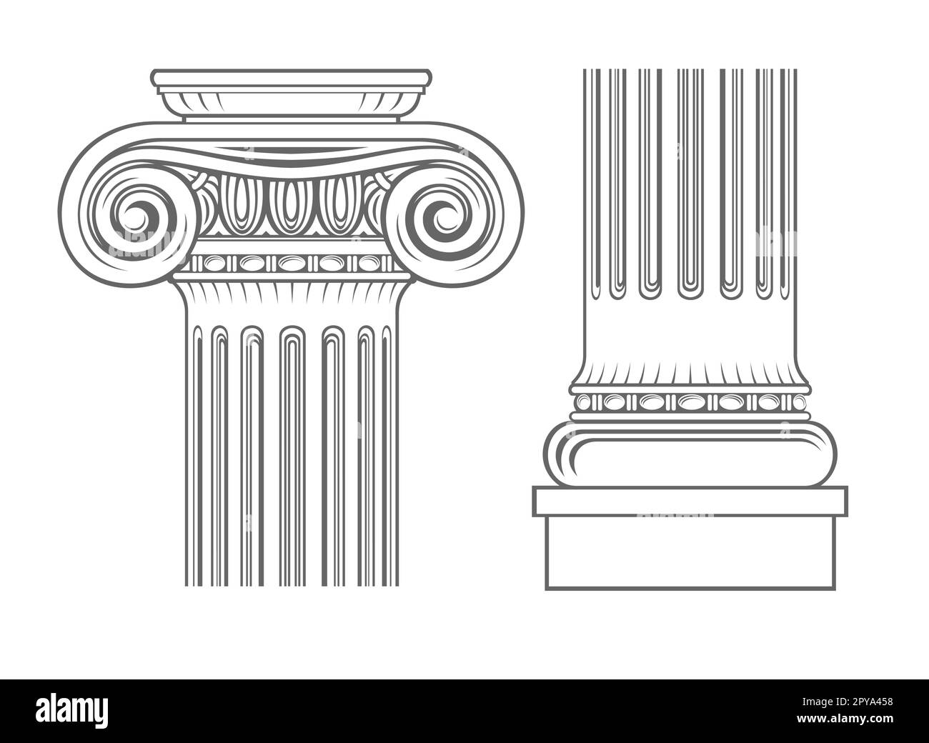 Capitale d'une cathédrale médiévale colonne ionique Illustration de Vecteur