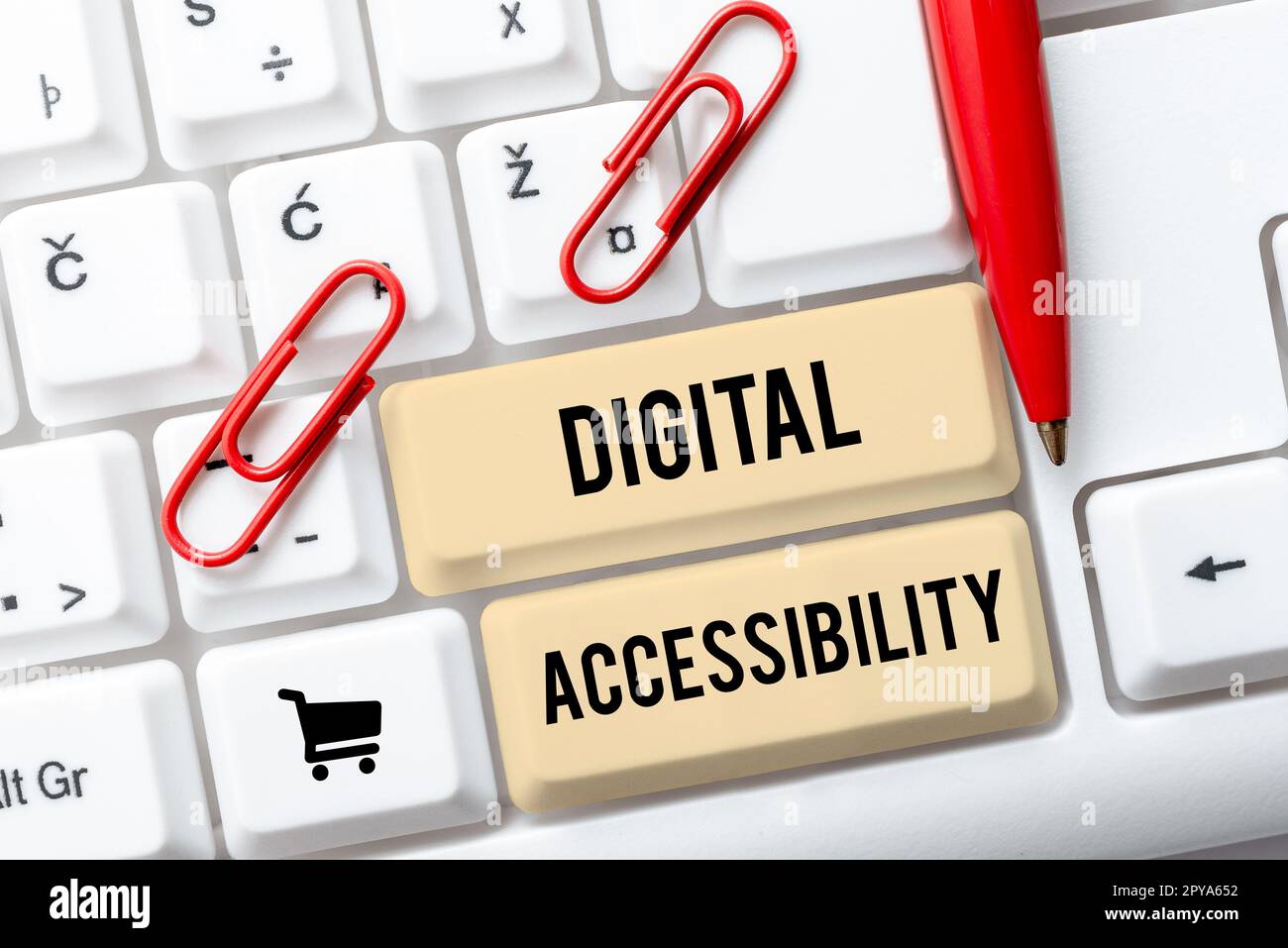 Légende conceptuelle Accessibilité numérique. Concept : technologie électronique qui génère des magasins et traite des données Banque D'Images