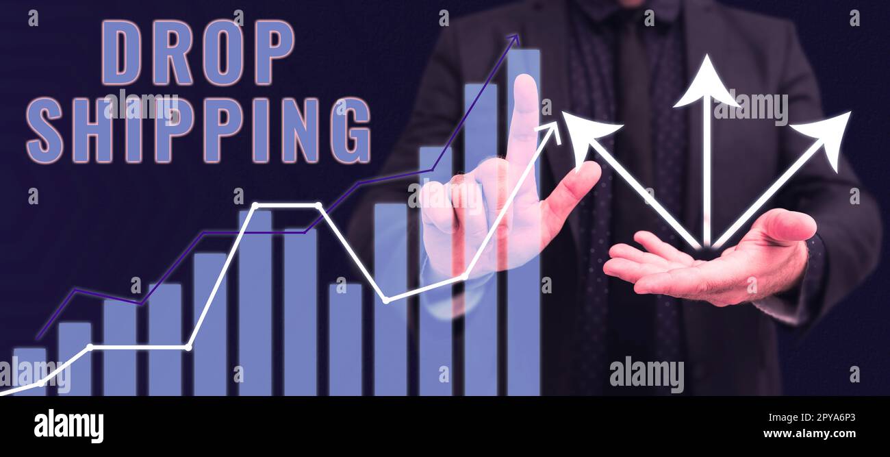 Légende conceptuelle livraison par goutte. Photo conceptuelle pour envoyer des marchandises d'un fabricant directement à un client plutôt qu'au détaillant Banque D'Images