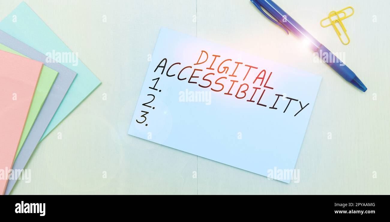 Affichage conceptuel Accessibilité numérique. Mot pour la technologie électronique qui génère des magasins et traite des données Banque D'Images