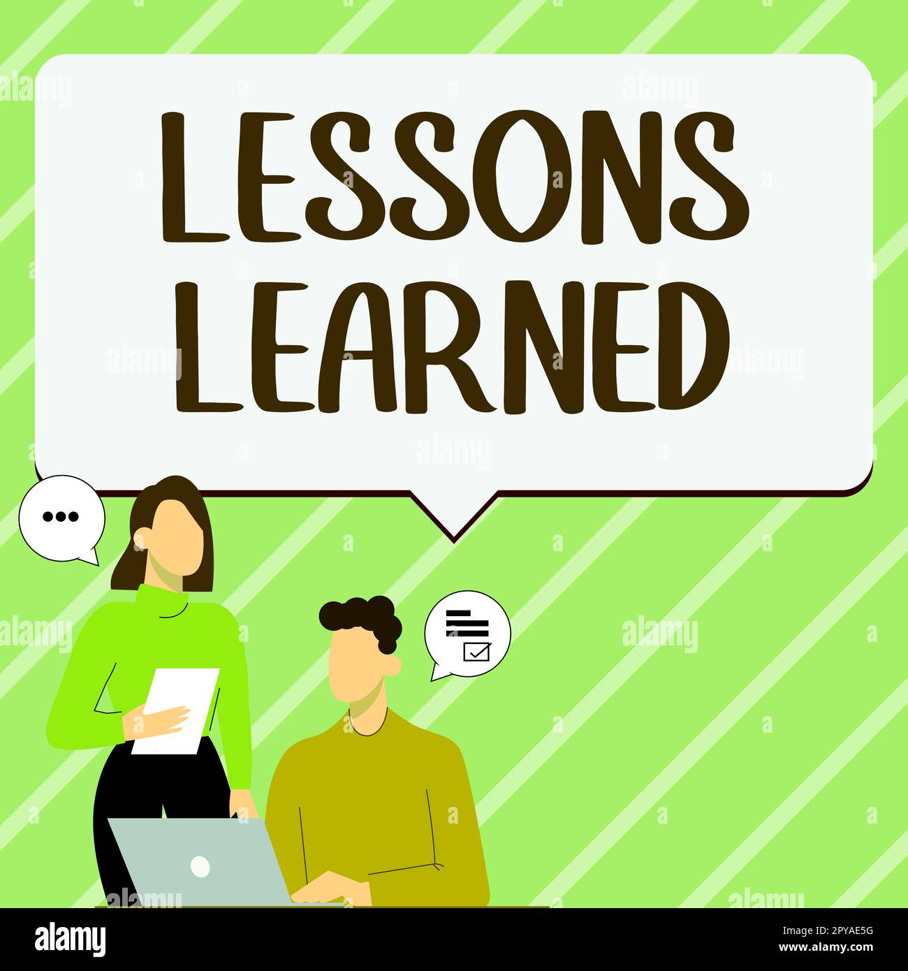 Signe d'écriture à la main leçons apprises. Mot écrit sur promouvoir partager et utiliser les connaissances issues de l'expérience Banque D'Images