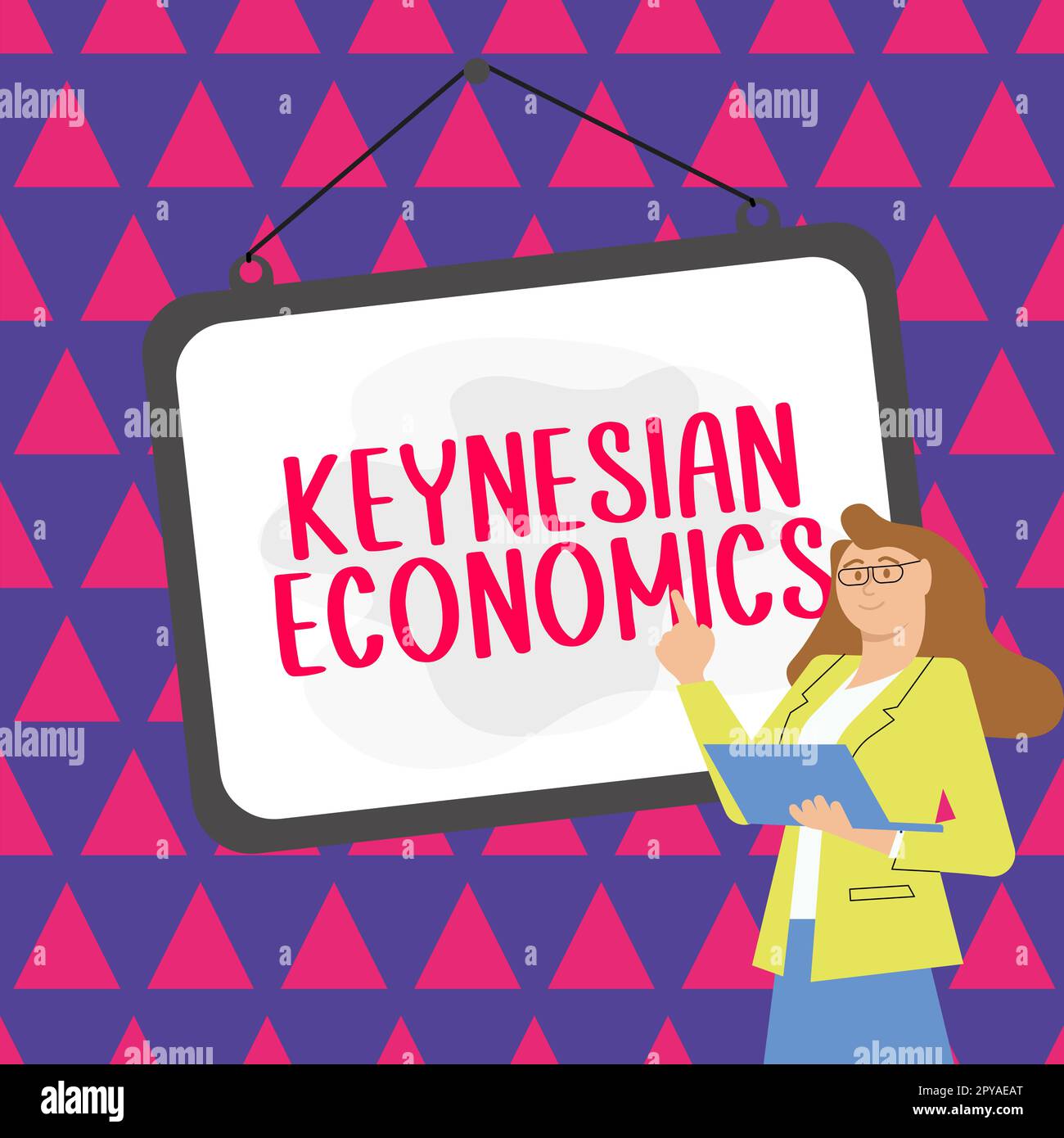 Symbole textuel montrant l'économie keynésienne. Mot écrit sur les programmes monétaires et fiscaux par le gouvernement pour augmenter l'emploi Banque D'Images