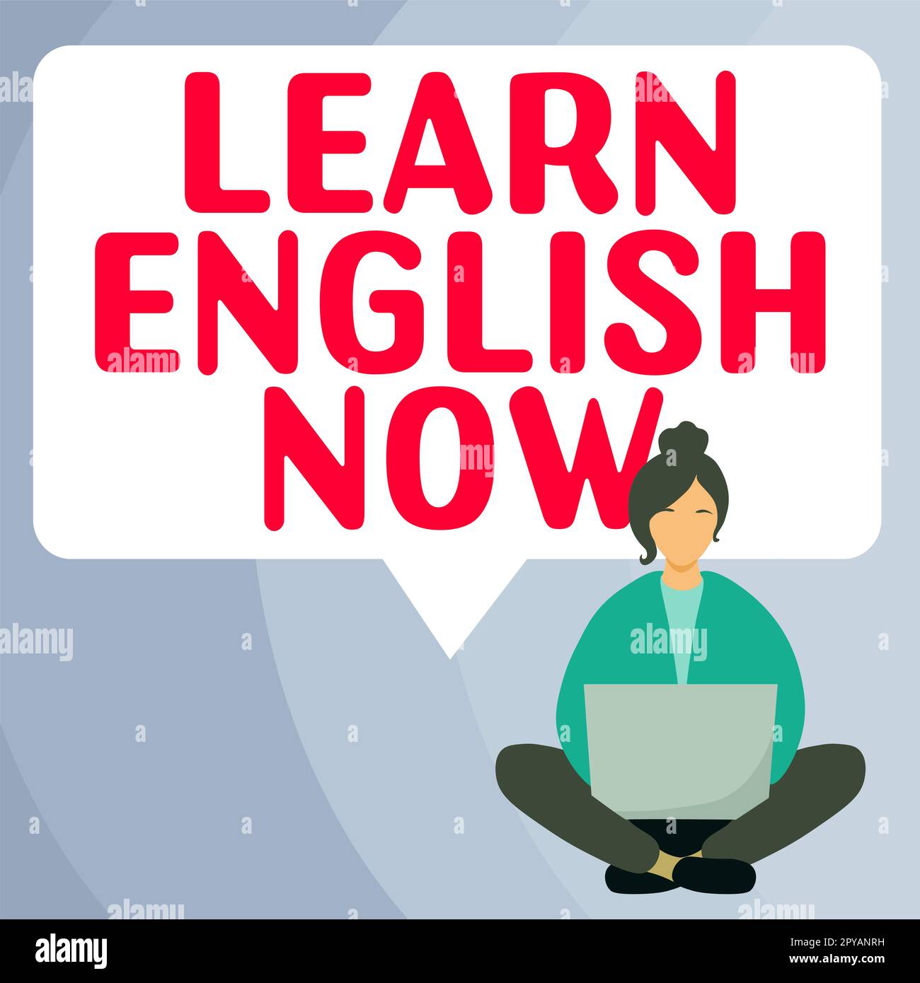 Légende conceptuelle apprendre l'anglais maintenant. Mot pour acquérir ou acquérir des connaissances et des compétences de la langue anglaise Banque D'Images