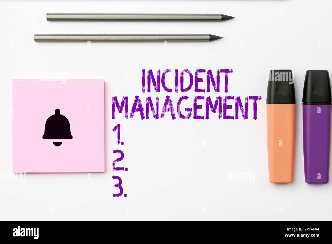 Légende conceptuelle gestion des incidents. Mot pour le processus de retour du Service à Normal dangers corrects Banque D'Images