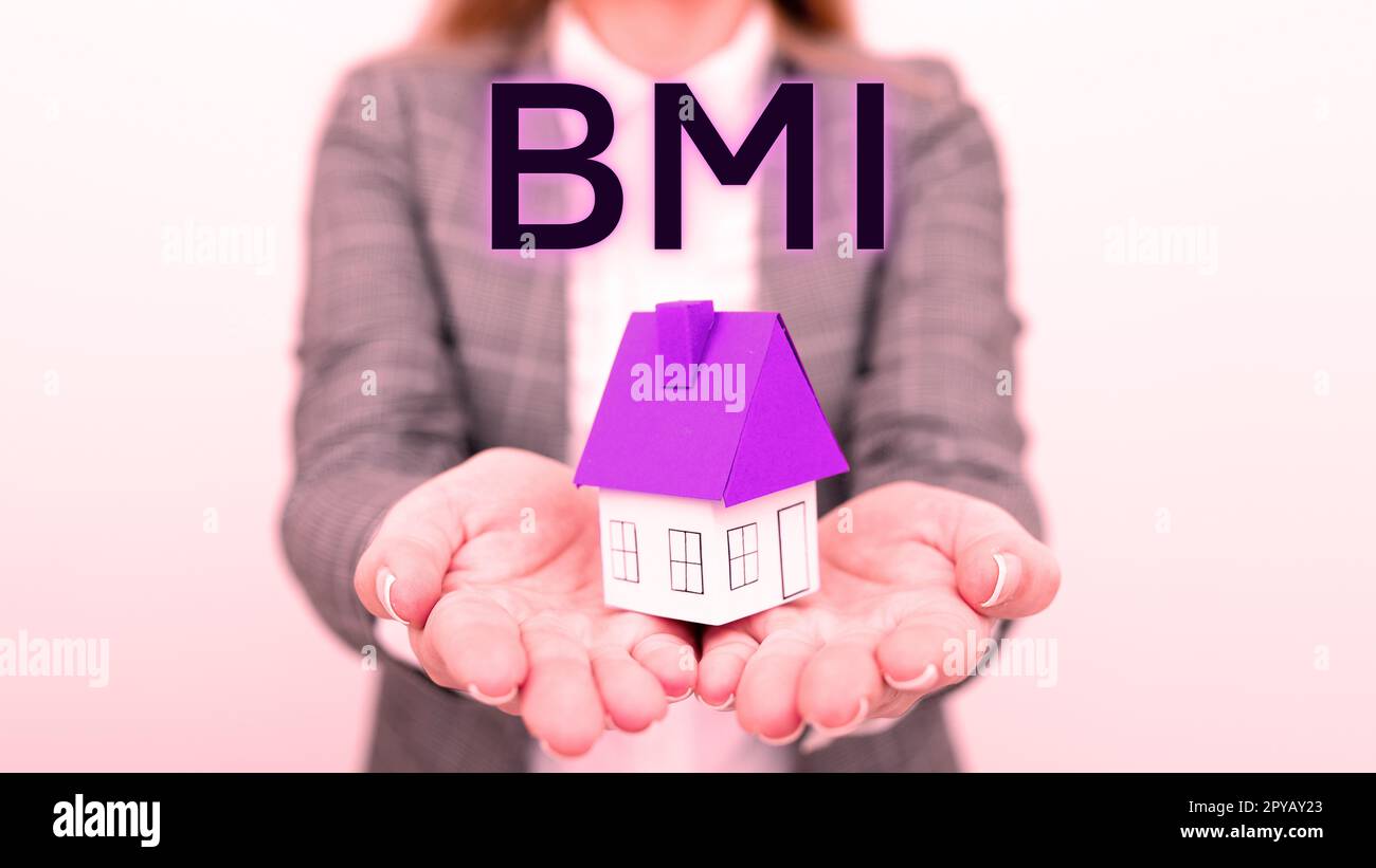 Texte d'écriture BMI. Approche commerciale méthode d'estimation des niveaux de graisse corporelle en fonction du poids et de la taille Banque D'Images