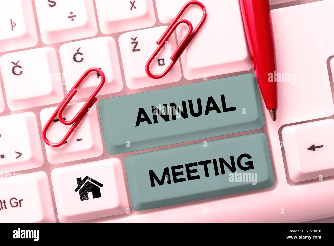 Affiche présentant l'assemblée annuelle. Mot pour le rassemblement annuel d'une organisation actionnaires intéressés Banque D'Images