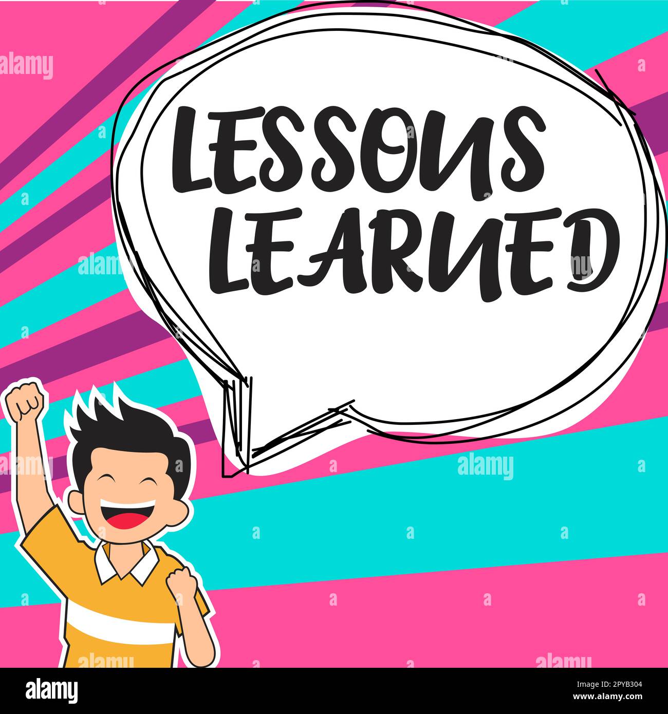 Légende conceptuelle leçons apprises. Mot écrit sur promouvoir partager et utiliser les connaissances issues de l'expérience Banque D'Images