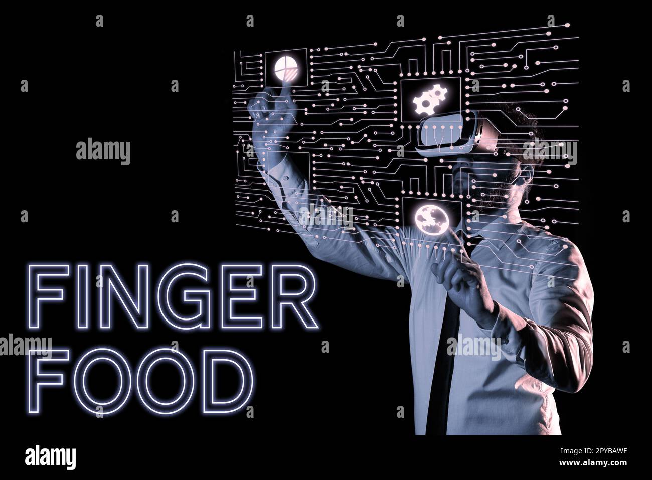 Affiche manuscrite Finger Food. Internet concept produits et digestifs qui doit être tenu avec les doigts pour manger Banque D'Images