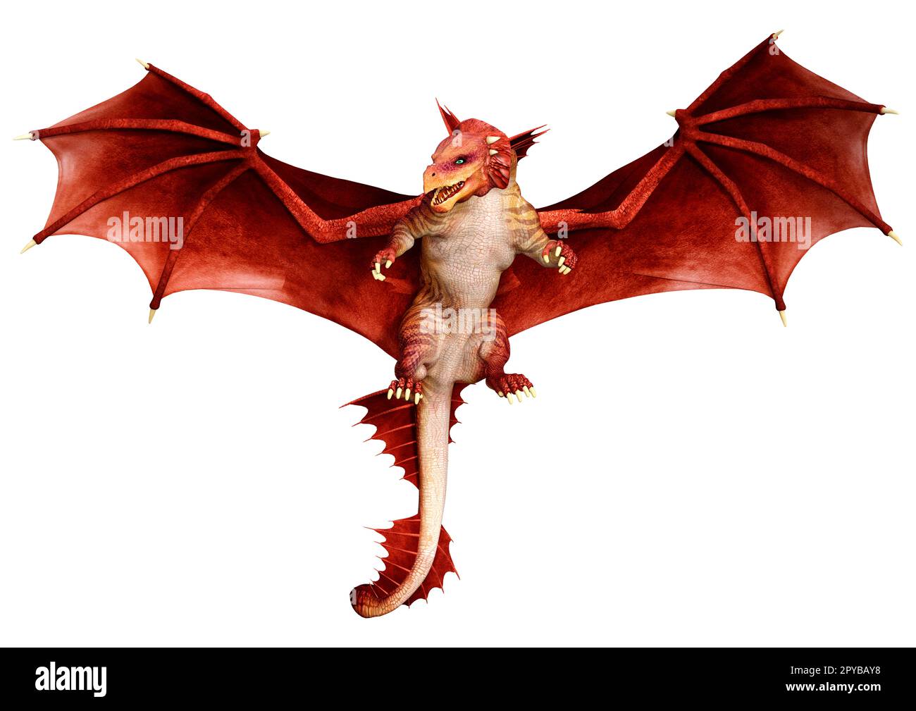 Le rendu 3D d'un dragon fantasy isolé sur fond blanc Banque D'Images