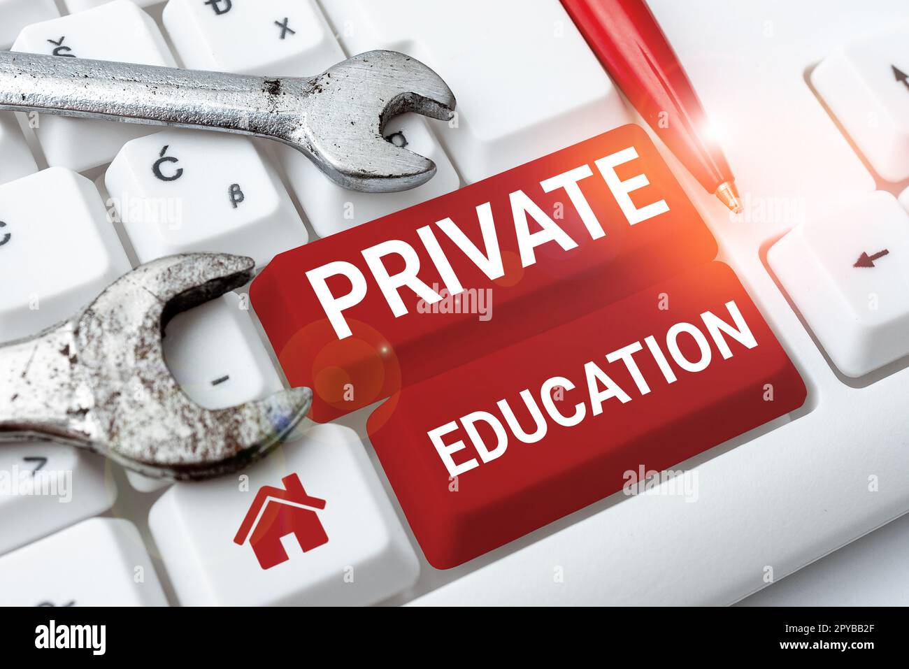 Inspiration montrant le signe de l'éducation privée. Mot écrit sur l'appartenance à l'usage particulier personne ou groupe personnes Banque D'Images