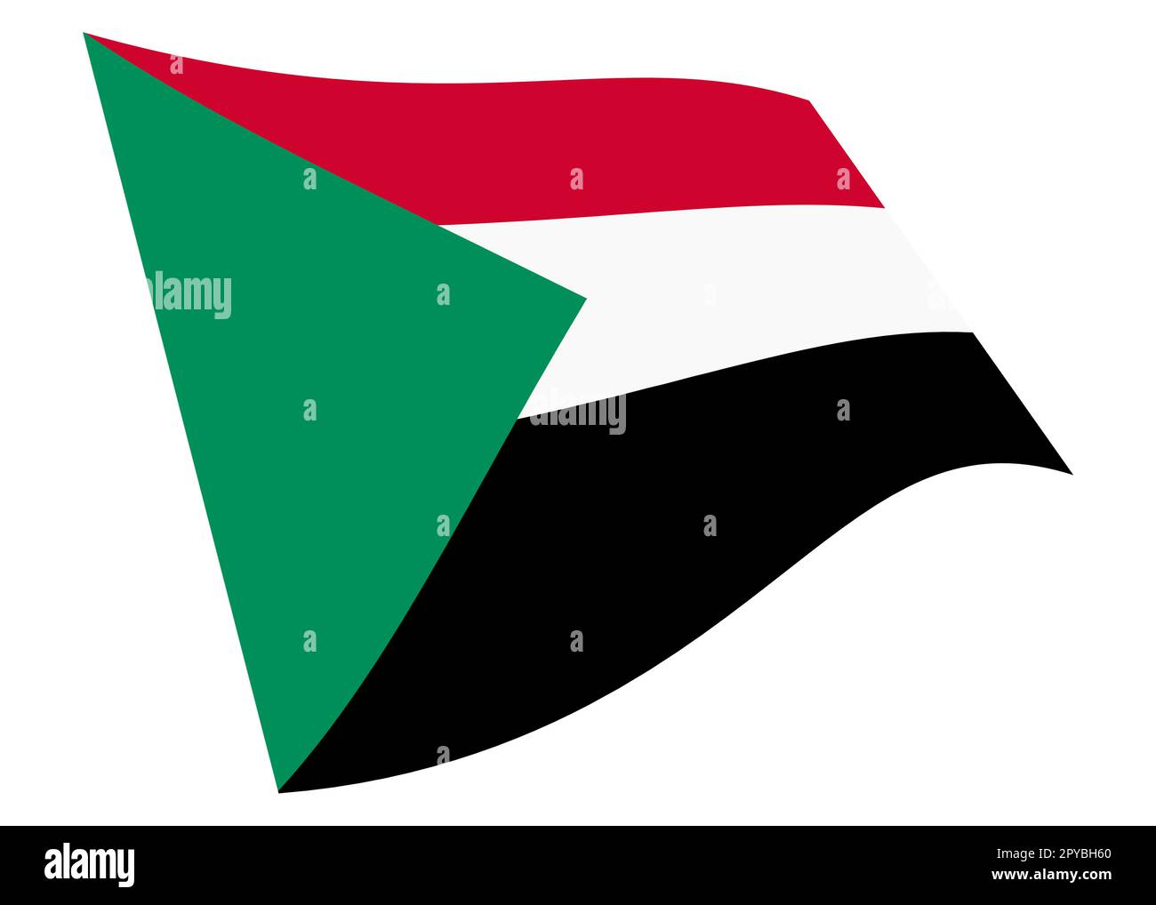 Drapeau du Soudan isolé sur blanc avec schéma de la coupure 3D Banque D'Images