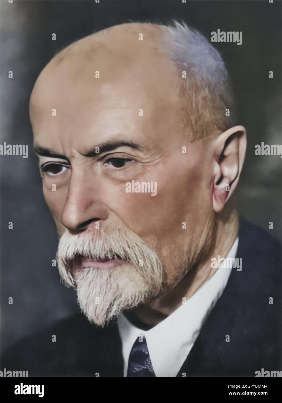 Tomas Garrigue Masaryk, portrait du diplomate et politicien tchèque, est devenu le fondateur et le premier président de la Tchécoslovaquie. Restauré numériquement et coloré Banque D'Images