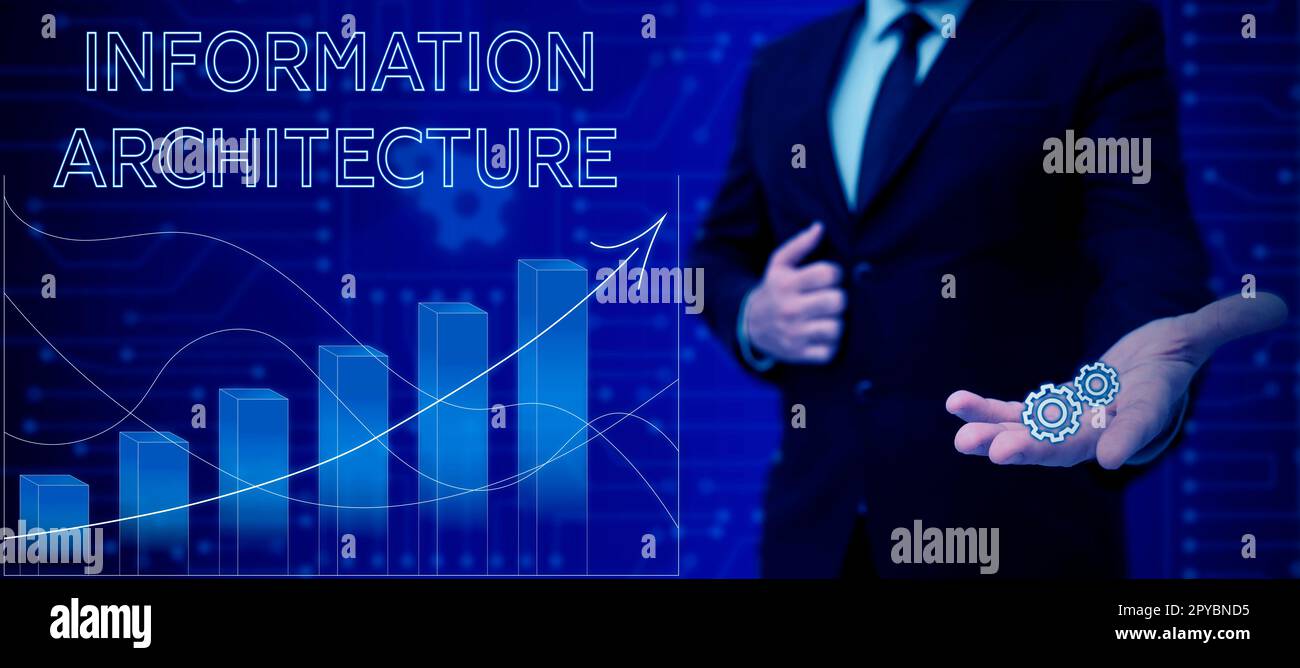 Affiche affichant l'architecture de l'information. Approche métier conception structurelle environnements d'informations partagées Banque D'Images
