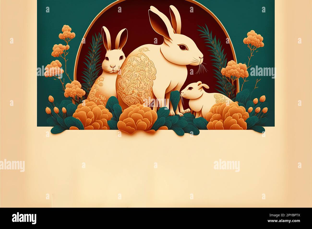 Le lapin saluant heureux nouvel an chinois fastival 2023. La traduction chinoise est l'année moyenne du lapin heureux nouvel an chinois Banque D'Images