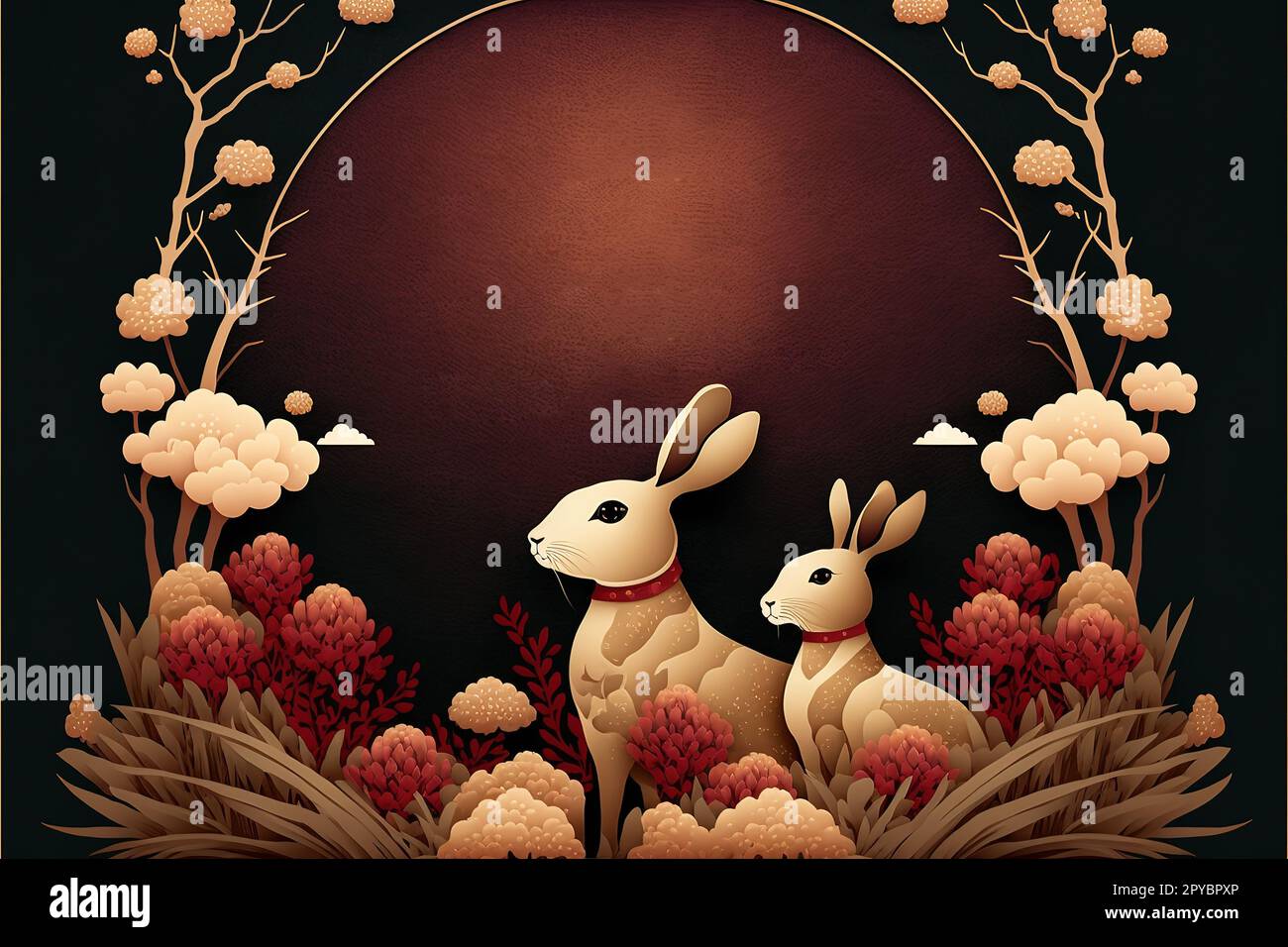 Le lapin saluant heureux nouvel an chinois fastival 2023. La traduction chinoise est l'année moyenne du lapin heureux nouvel an chinois Banque D'Images
