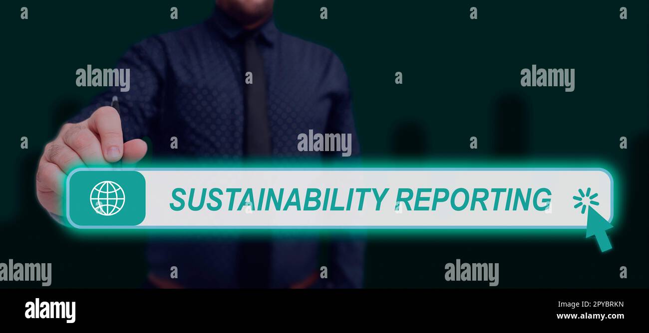 Affiche textuelle montrant Sustainability Reporting. Mot pour donner de l'information économique performance environnementale Banque D'Images