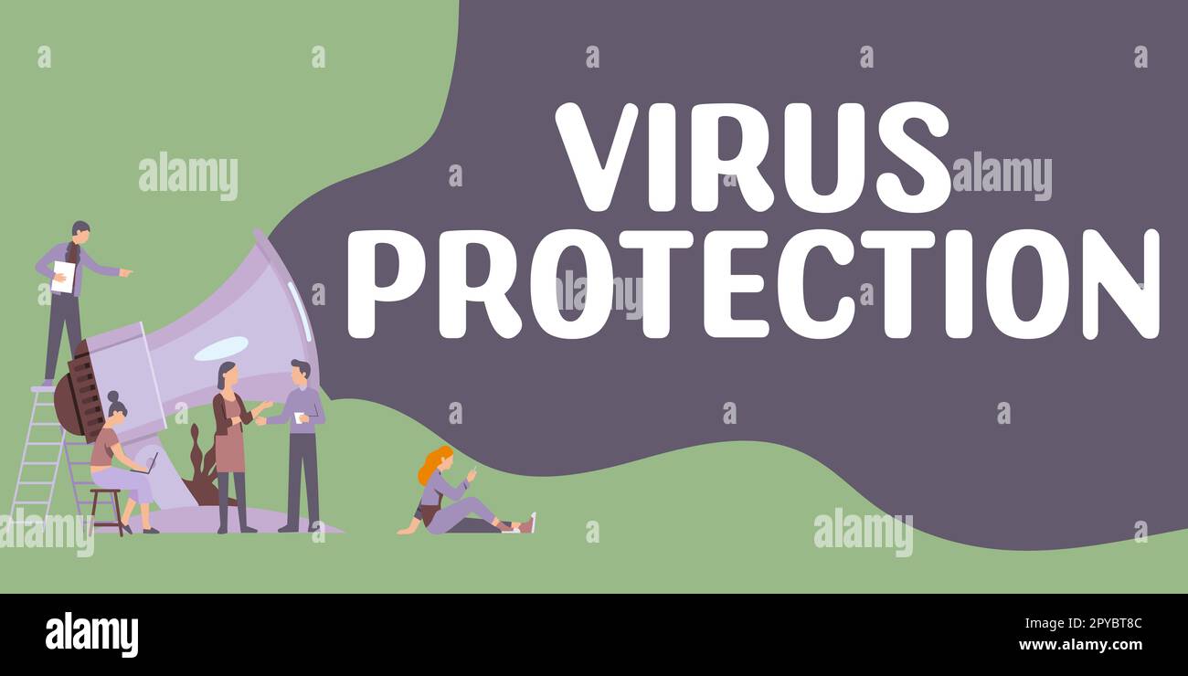 Légende de texte présentant la protection contre les virus. Mot pour programme conçu pour protéger les ordinateurs contre les programmes malveillants Banque D'Images