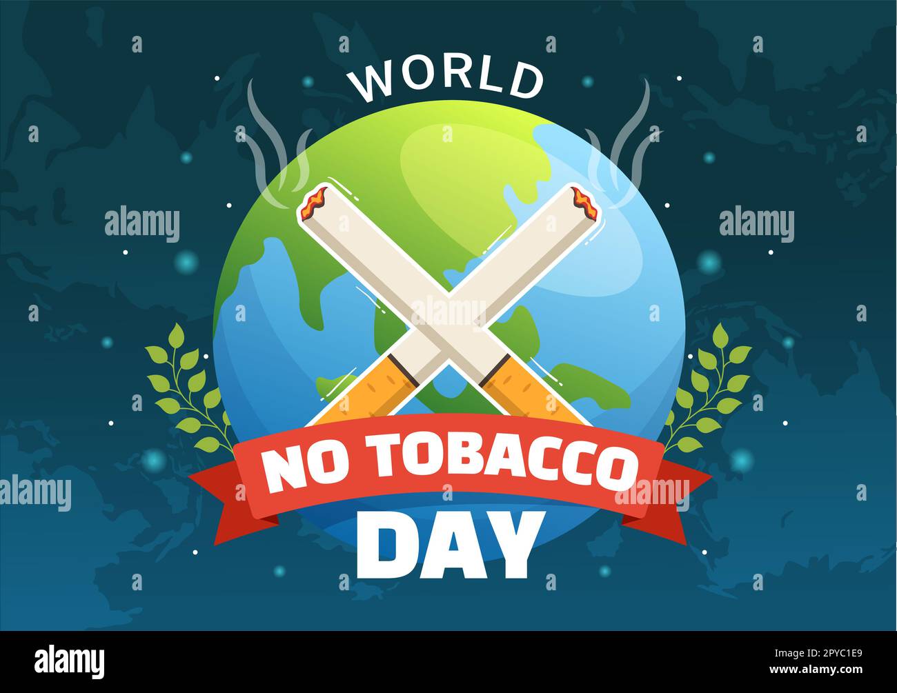 Journée mondiale sans tabac Illustration de cesser de fumer, le bout de cigarette et de nuire aux poumons dans le dessin main de charon plat pour les modèles de page d'arrivée Banque D'Images