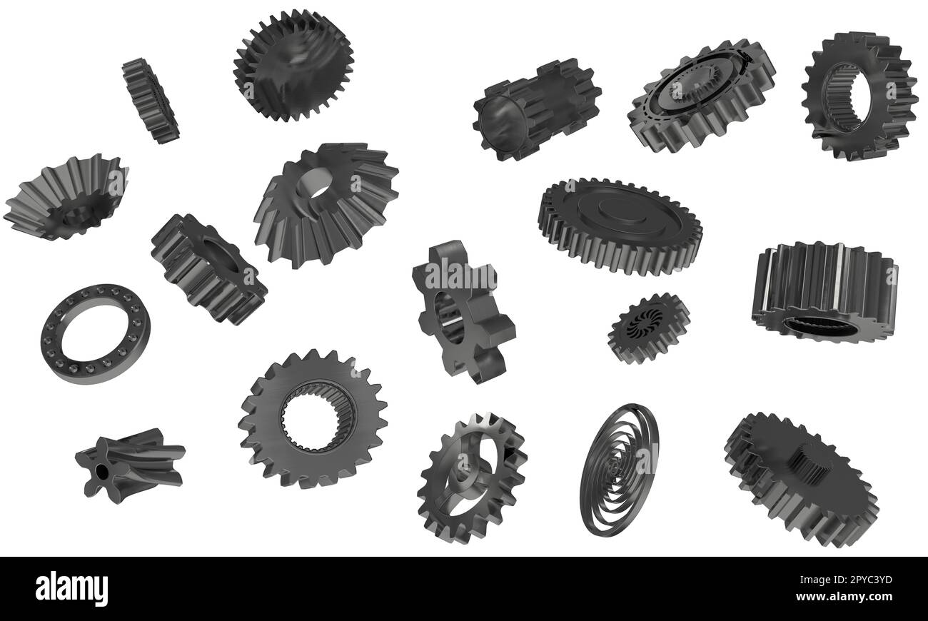 Engrenages mécaniques. concept commercial de la coopération e solution. 3d rendu Banque D'Images