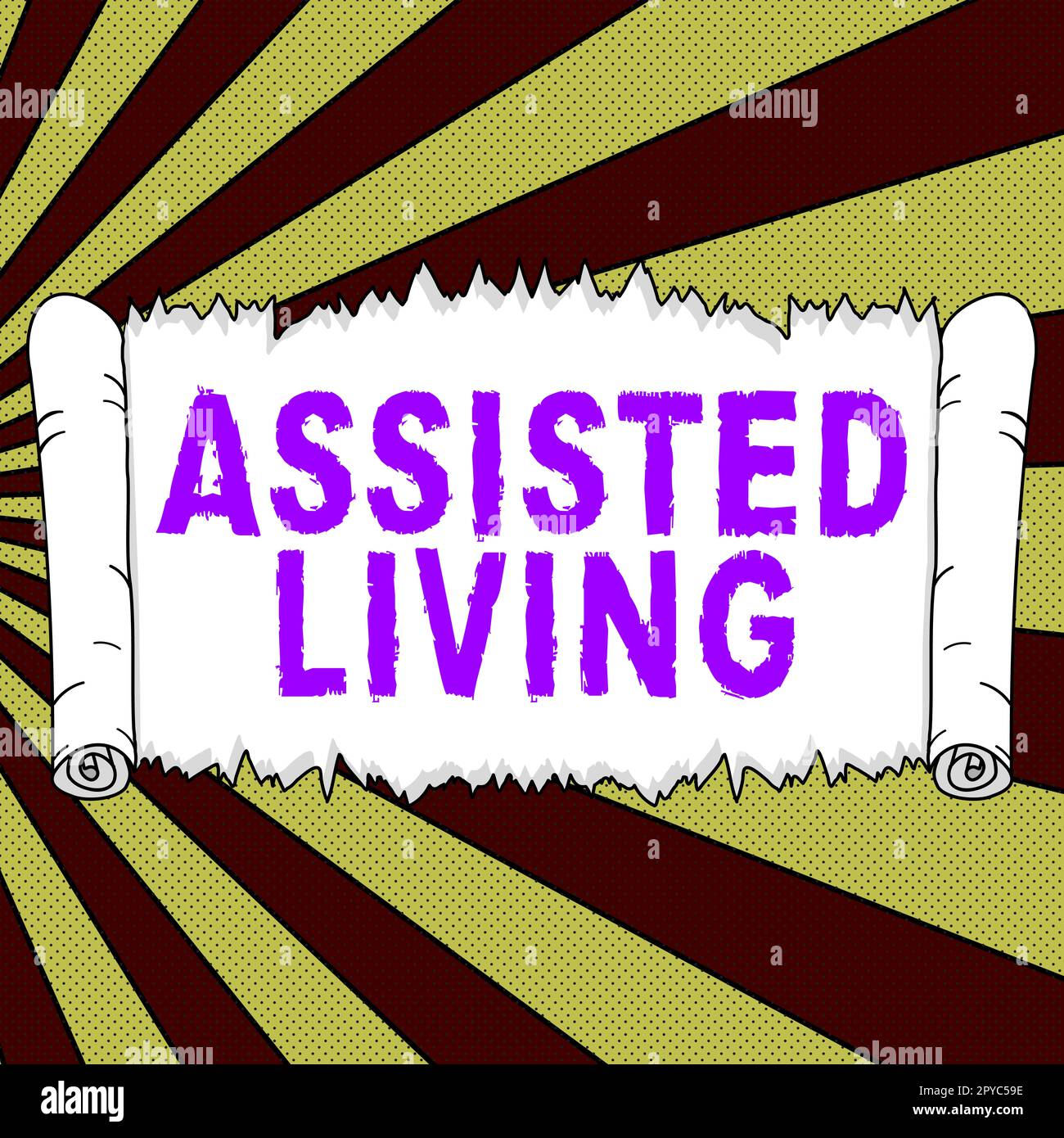 Légende du texte présentant la vie assistée. Mot pour l'établissement de soins de longue durée pour les personnes âgées ou handicapées Banque D'Images