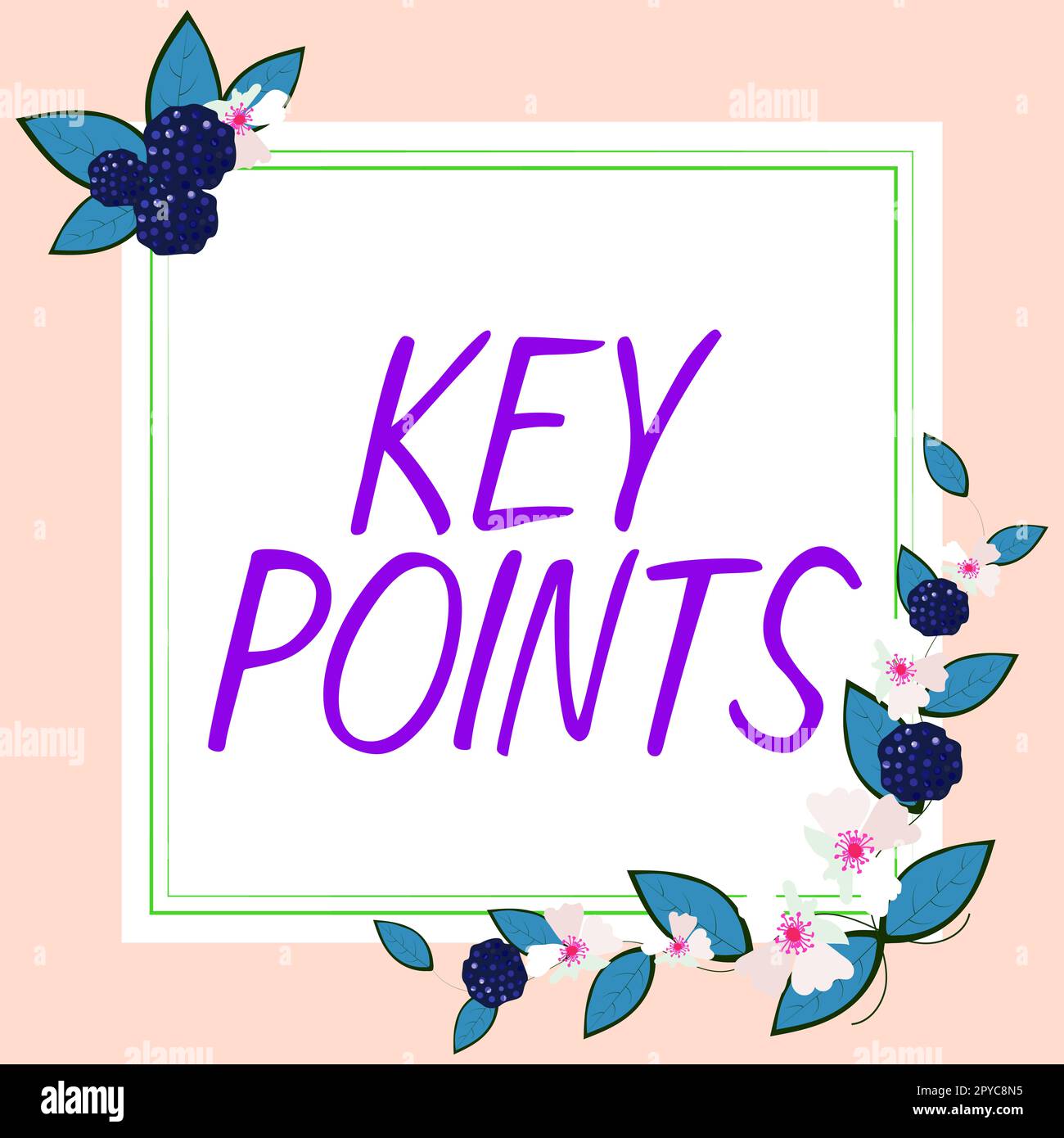 Texte indiquant les points clés de l'inspiration. Mot écrit sur la partie la plus importante de l'information qui est dit ou écrit Banque D'Images