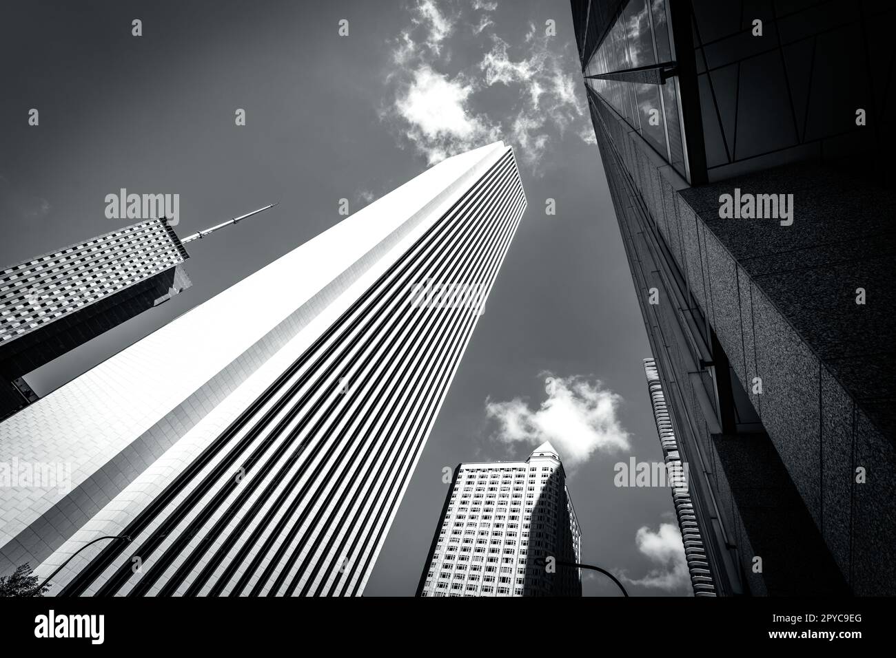 Bâtiments de Chicago et drapeau patriote Banque D'Images