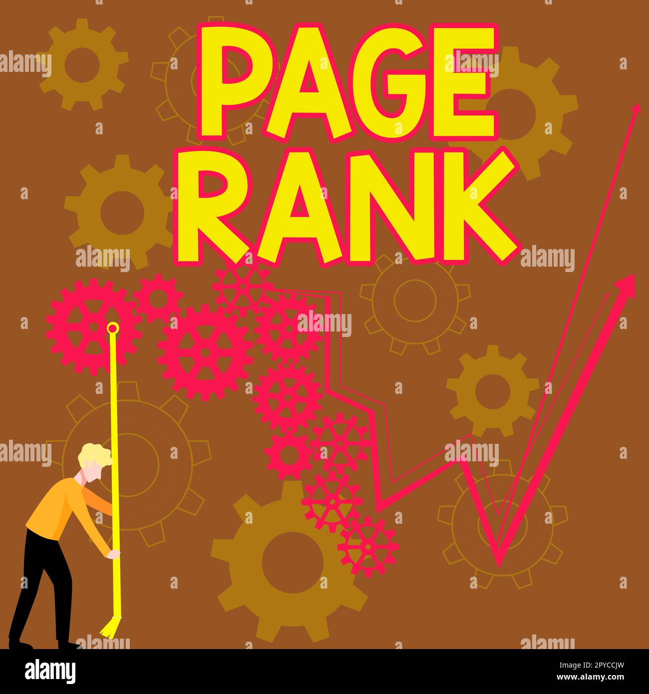 Affiche affichant le rang de la page. Les affaires présentent une valeur attribuée à une page Web comme mesure de sa popularité Banque D'Images