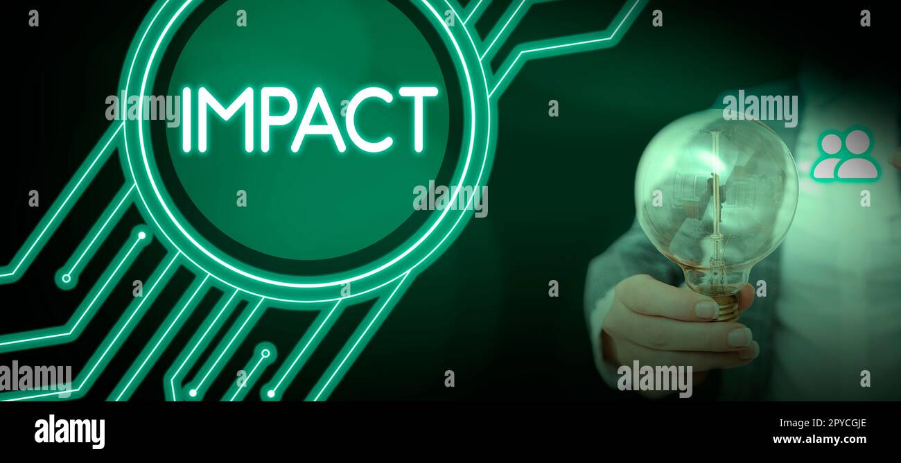 Impact sur l'écriture manuscrite. Mot pour action d'un objet entrant de force en contact avec un autre Banque D'Images
