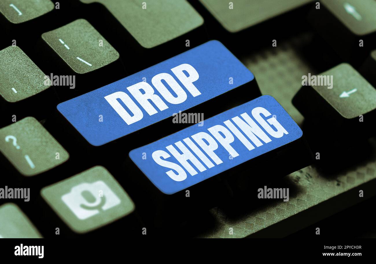 Légende conceptuelle livraison par goutte. Concept d'affaires pour envoyer des marchandises d'un fabricant directement à un client plutôt qu'au détaillant Banque D'Images