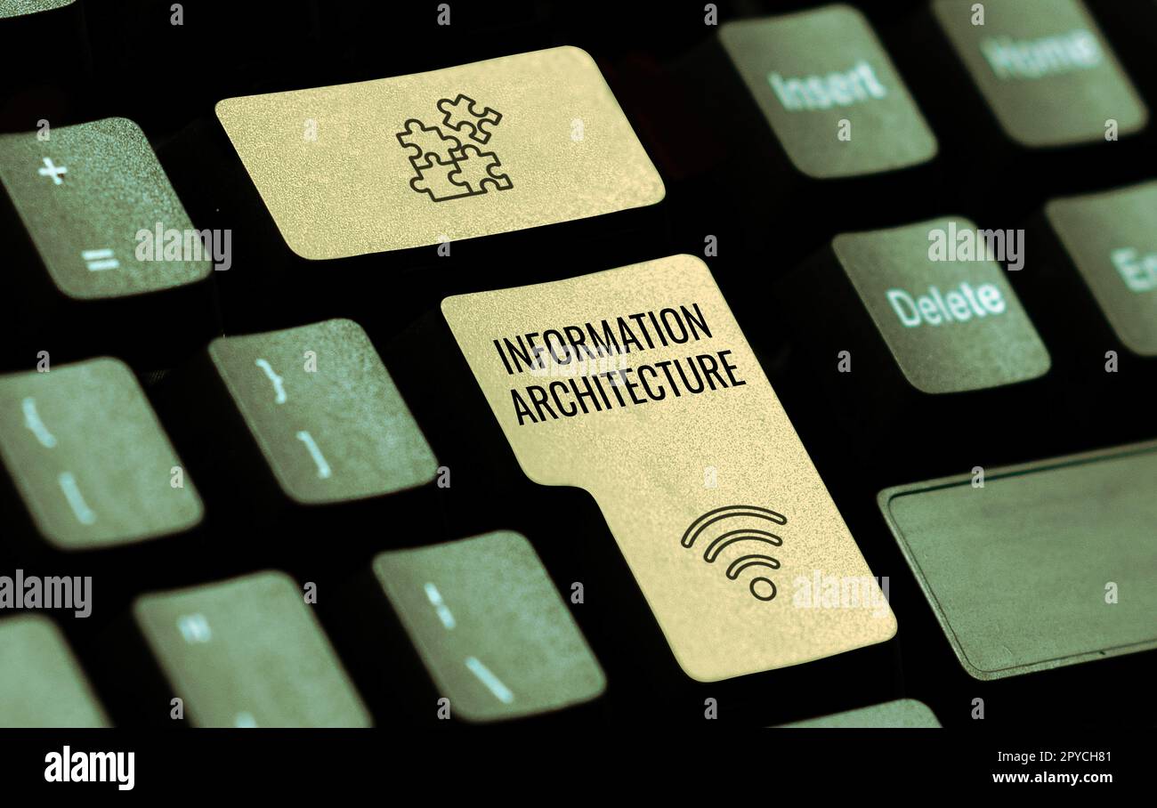 Légende conceptuelle Architecture de l'information. Concept Internet conception structurelle environnements d'information partagés Banque D'Images