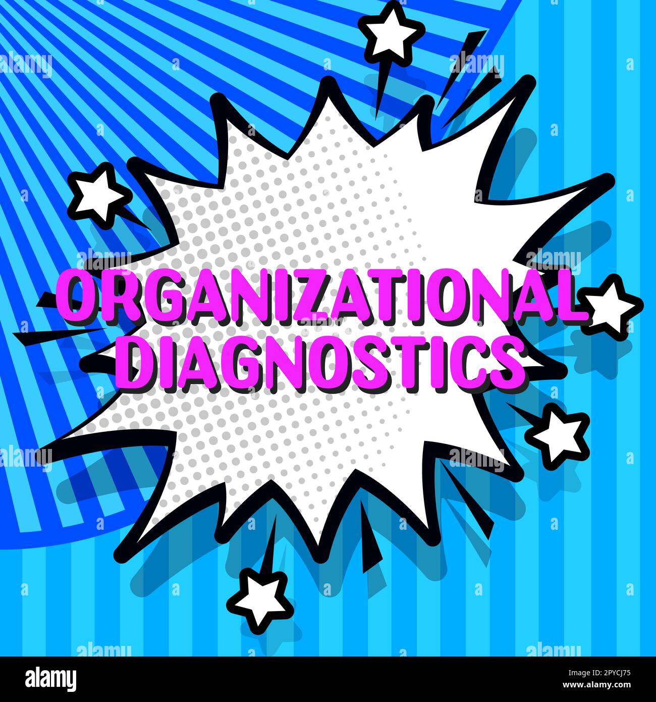 Légende présentant les diagnostics organisationnels. Concept signifiant l'étude de la façon dont les gens interagissent au sein des groupes Banque D'Images