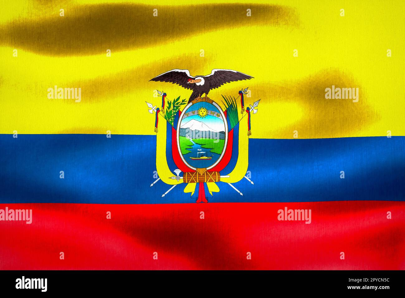 Drapeau de l'Equateur - drapeau de tissu d'ondulation réaliste Banque D'Images